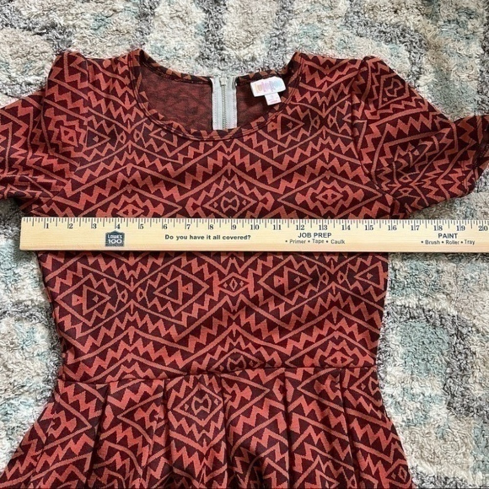 Lularoe Womens A Line Dress Red Black Geometric Stretch Scoop Zip Short Sleeve S - Picture 8 of 11